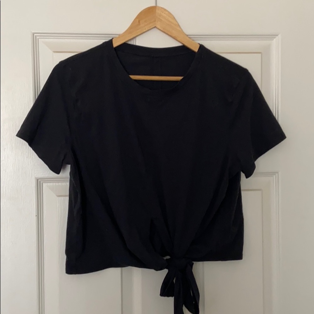 Lululemon wrap/tie short sleeve cotton shirt